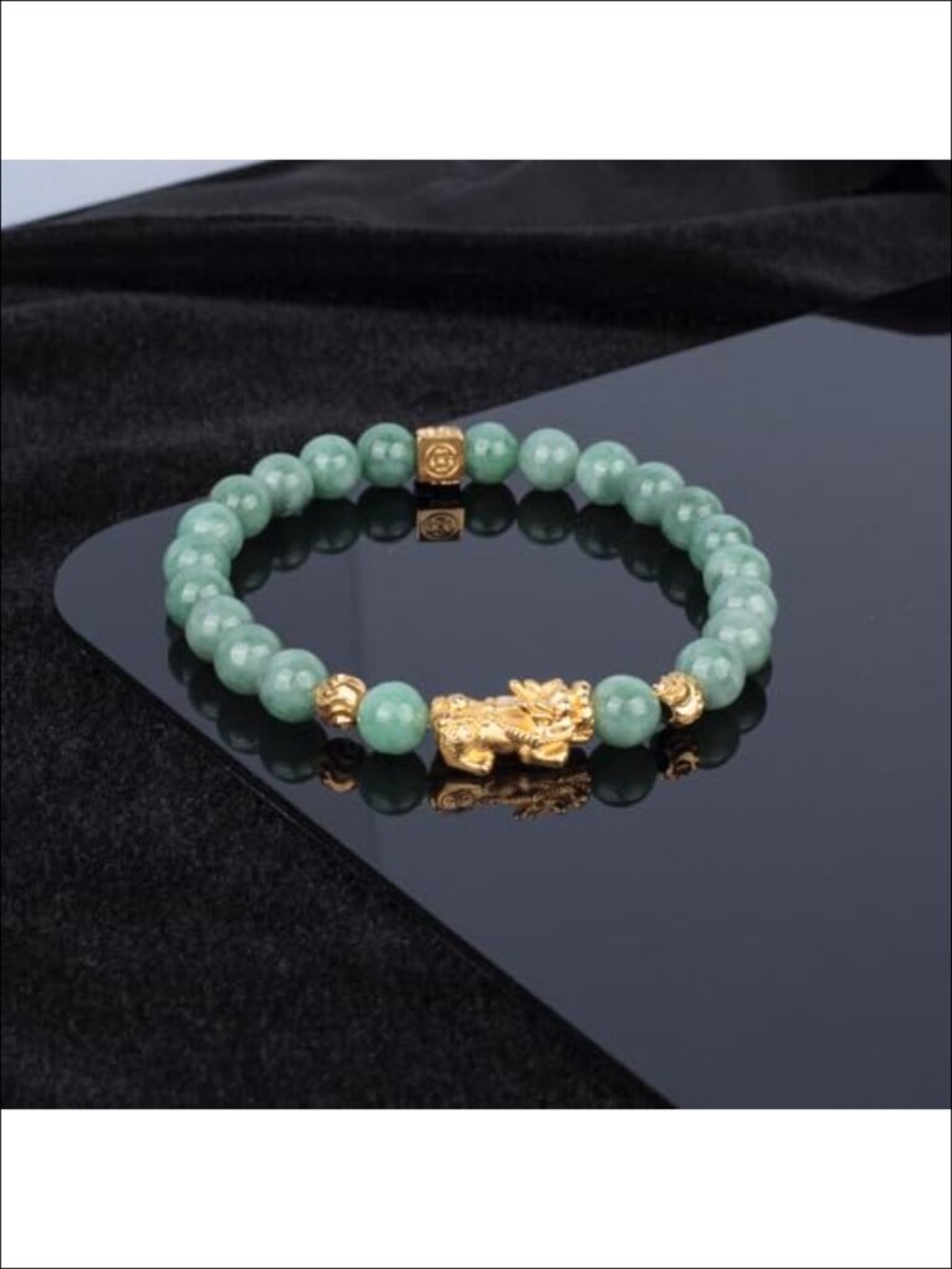 Natural Green Jade Stretch Bracelet Feng Shui Wealth Attractor - Picture 2 of 4